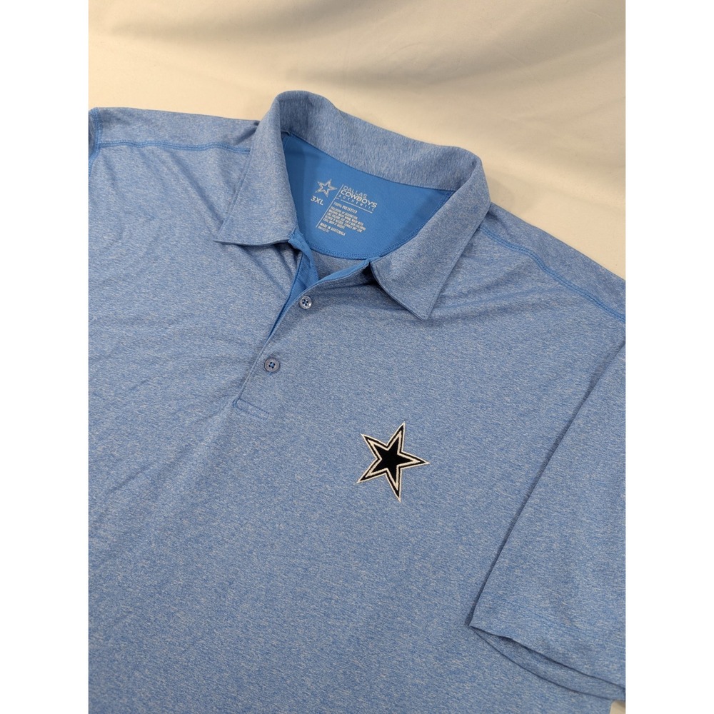 Dallas Cowboys Authentic Team Apparel Polo Shirt Heathered Blue - Size 3XLT